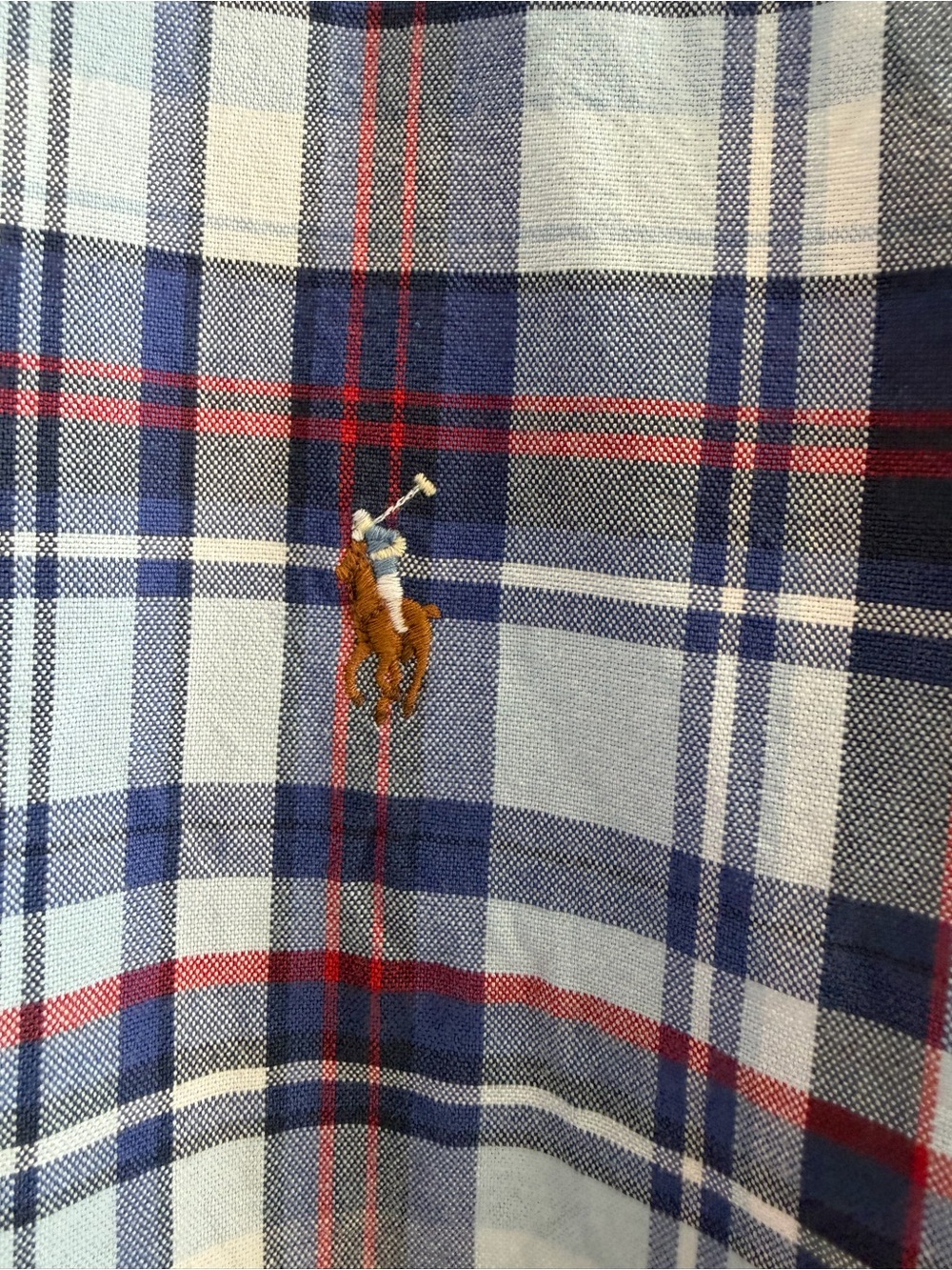 Polo by Ralph Lauren Red, White & Blue Plaid Men’s Shirt Short Sleeve